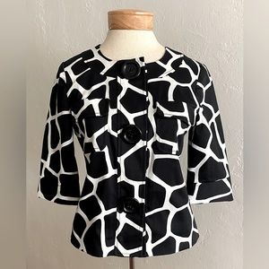 CHIC MICHAEL KORS BLACK & WHITE GIRAFFE ANIMAL PRINT JACKET BLAZER SIZE SMALL